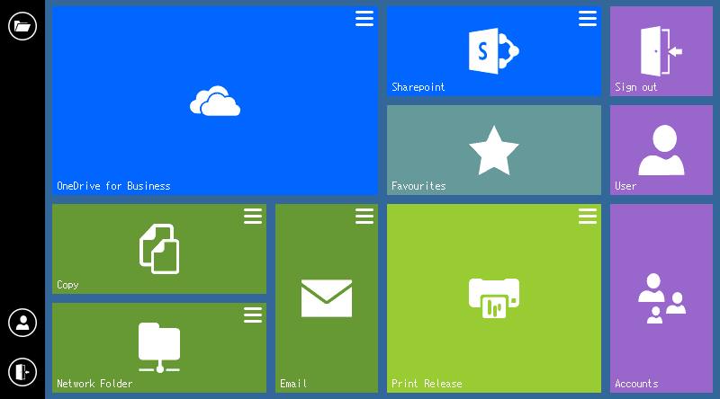 selectSCAN UI showing Office365 and integrated PaperCut print release