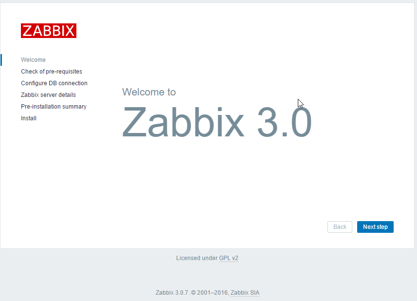 Step 8 - Finish Zabbix install