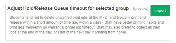 custom timeout value for PaperCut