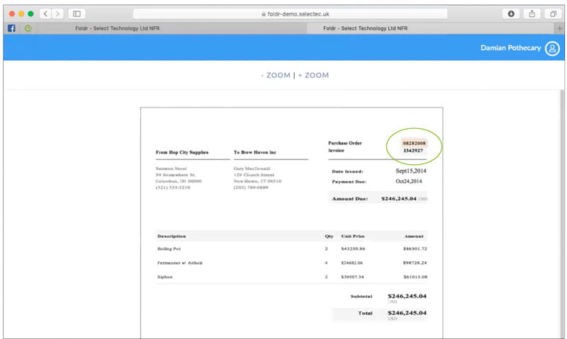 Foldr document management search highlighting