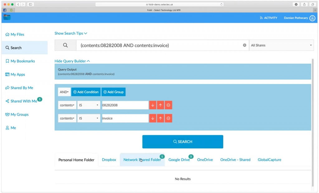 Refining search in Foldr