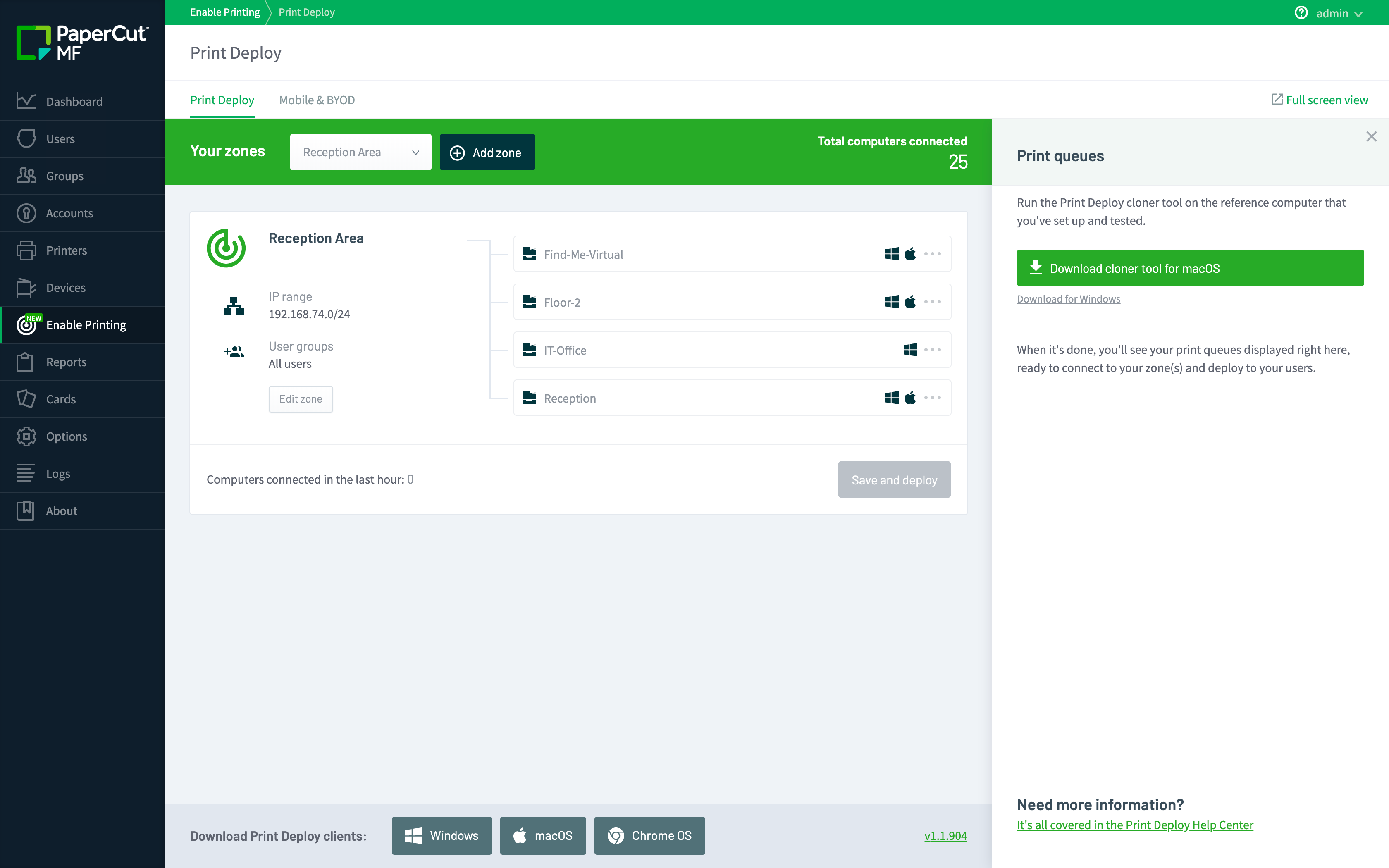 PaperCut Print Deploy Dashboard